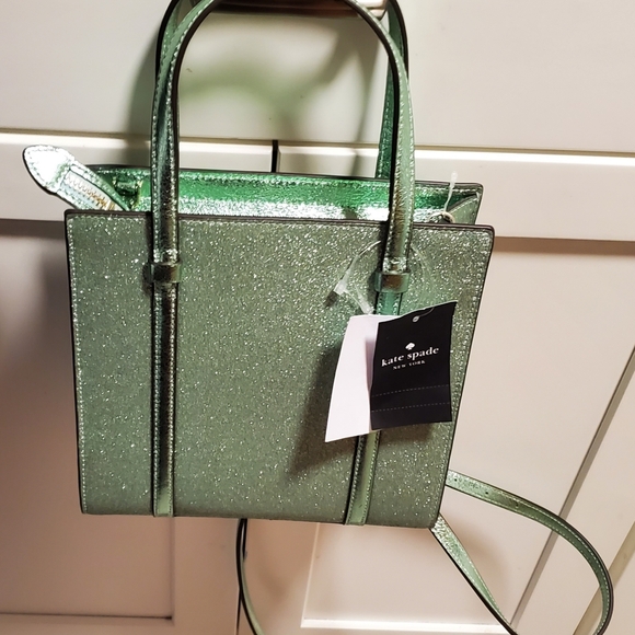 Kate Spade Mint Green Coated Glitter Tote. NWT. - Picture 3 of 9